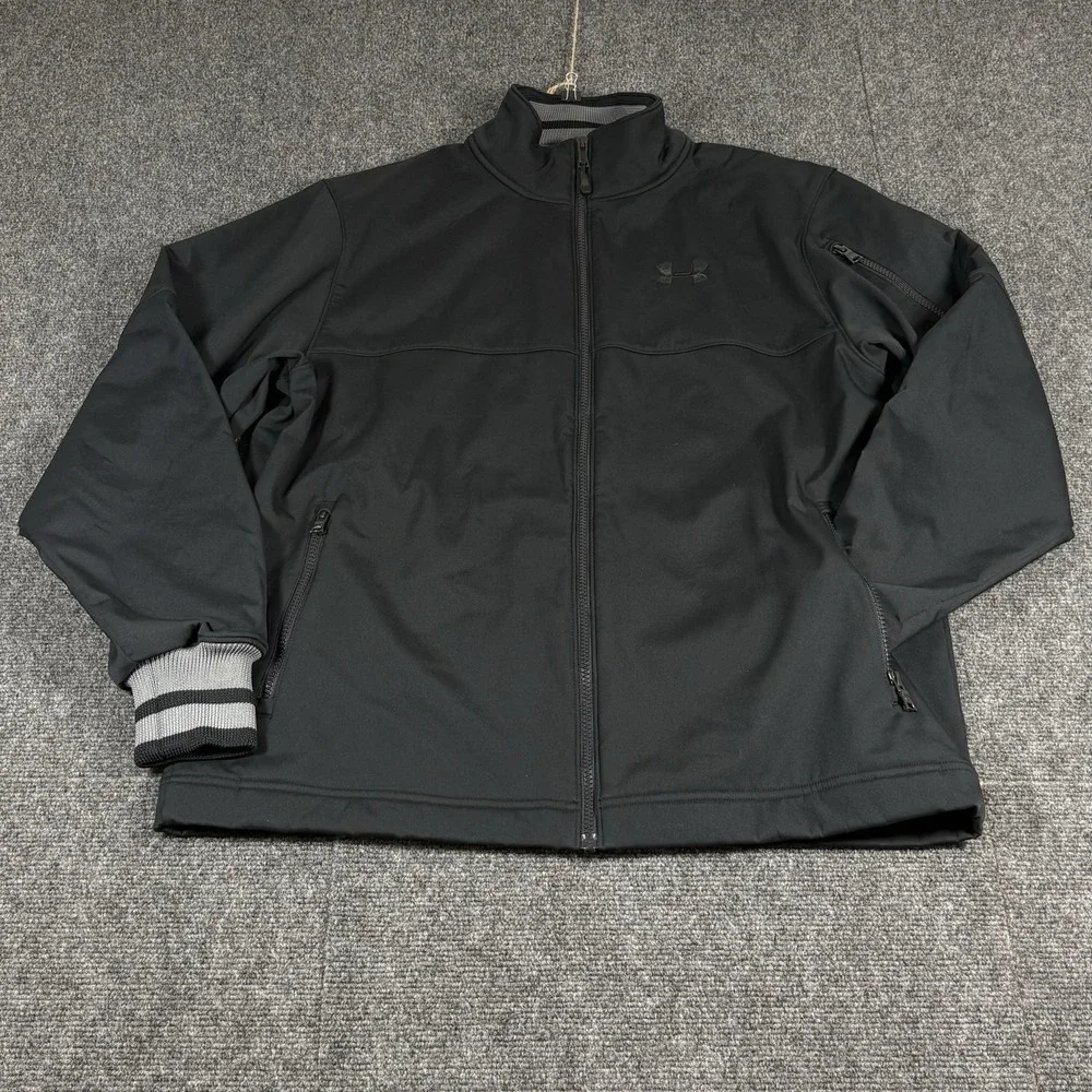 Under Armour Storm Soft Shell Zip Jacket Mens Large Black Performance Sports Gym